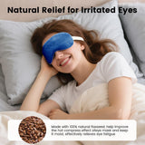 MORLIDEN masque yeux chauffant bleu, bracelet élastique pour ajustement confortable.