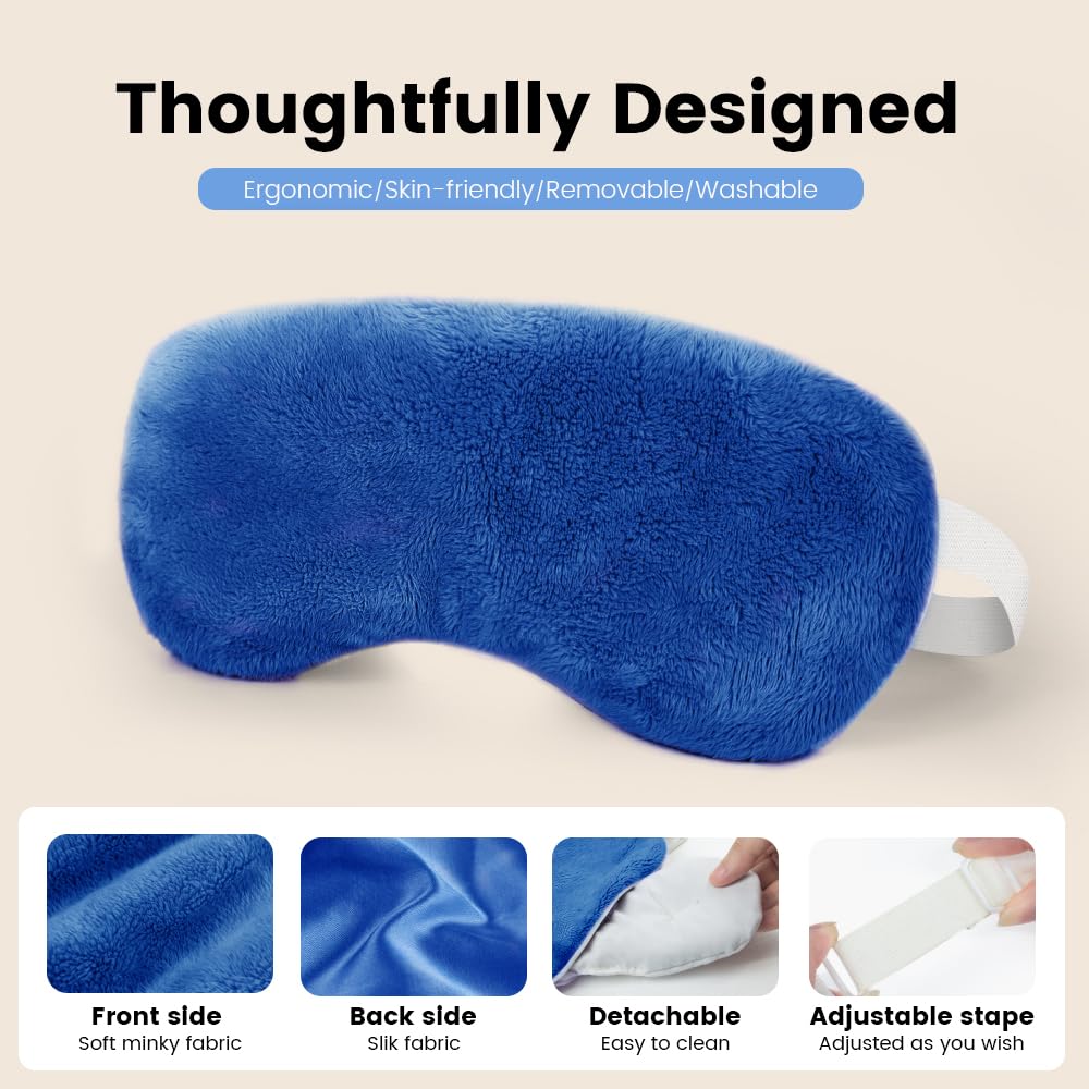 MORLIDEN masque yeux chauffant bleu, vapeur chaude pour chaleur homogène.
