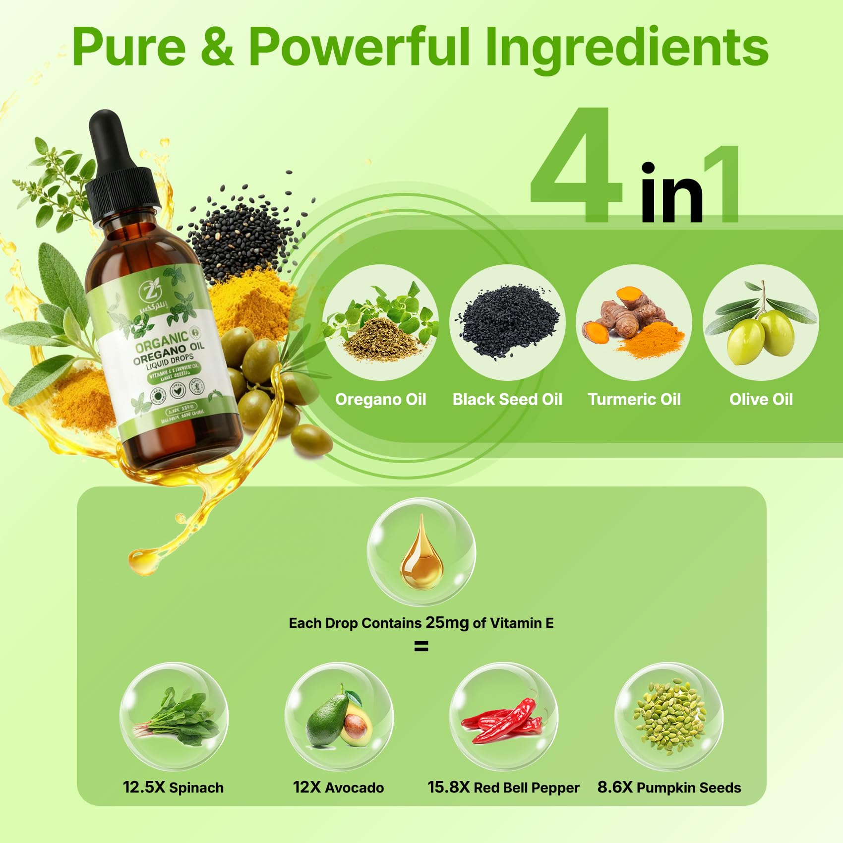 Mélange 4-en-1 MornThrive avec huile de nigelle et curcuma.