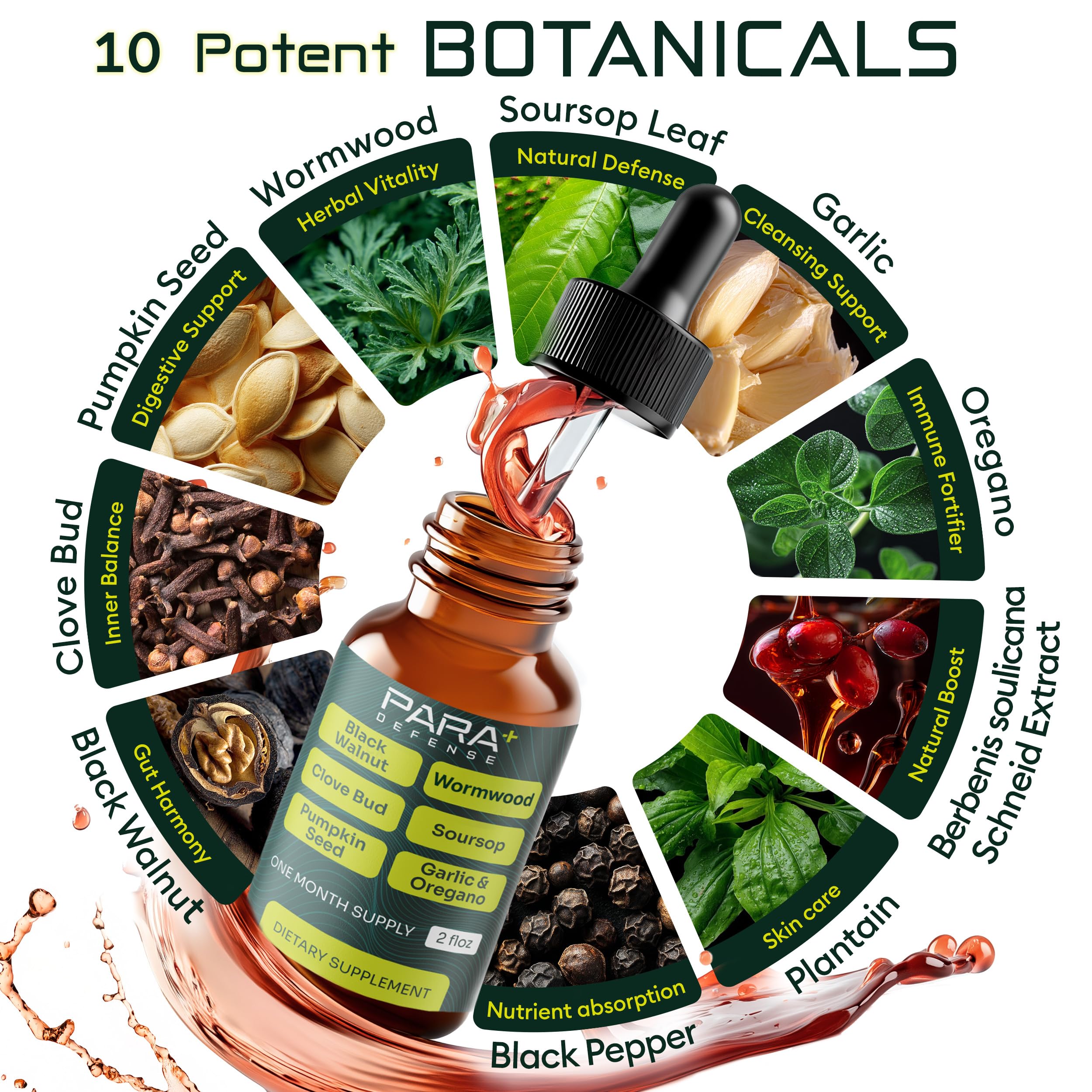 Morpha Organics Para Defense – Étiquette bouteille, identification claire des ingrédients.