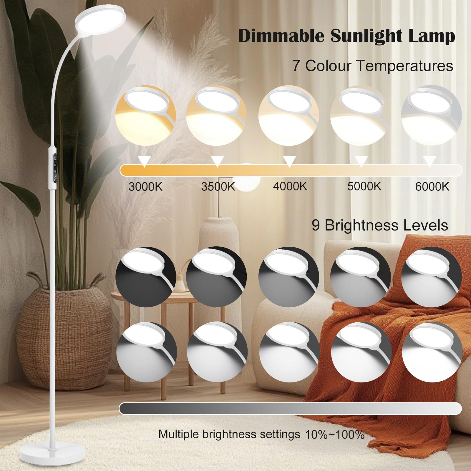 Morpholife Lampe réglage brillance 10-100%, adaptation facile à l’activité