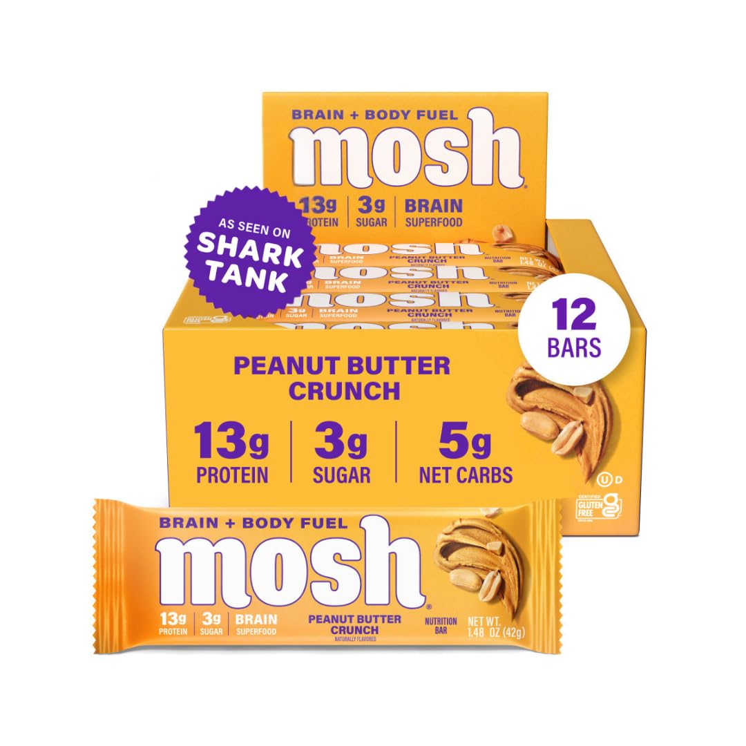 MOSH barres keto protéine beurre cacahuète crunch, texture croquante pour énergie durable