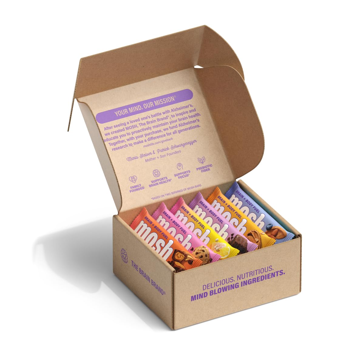 Barres MOSH sans gluten et faible sucre, adaptées à divers régimes.