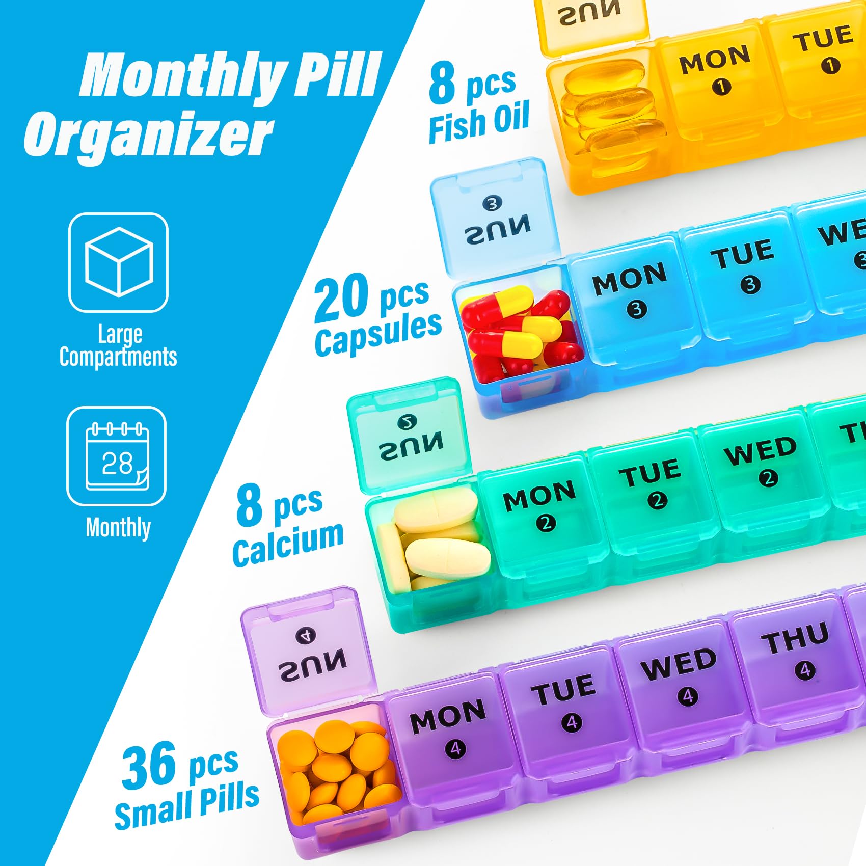 Mossime contenant-voyage-pilules : étui compact pour voyage et dosage quotidien.