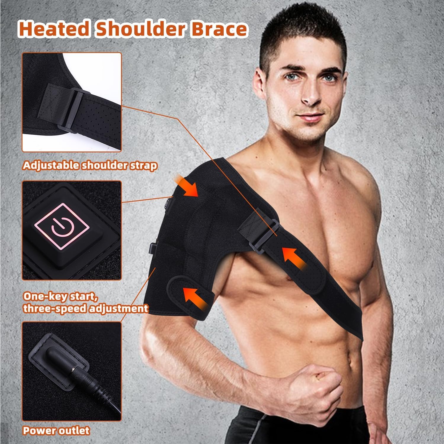 MOTAYU bandage chauffant épaule avec 3 vibrations, adaptées à l intensité.