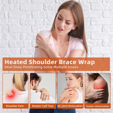 Bandage chauffant MOTAYU avec sangle reglable, pour un ajustement confortable sur l'épaule.