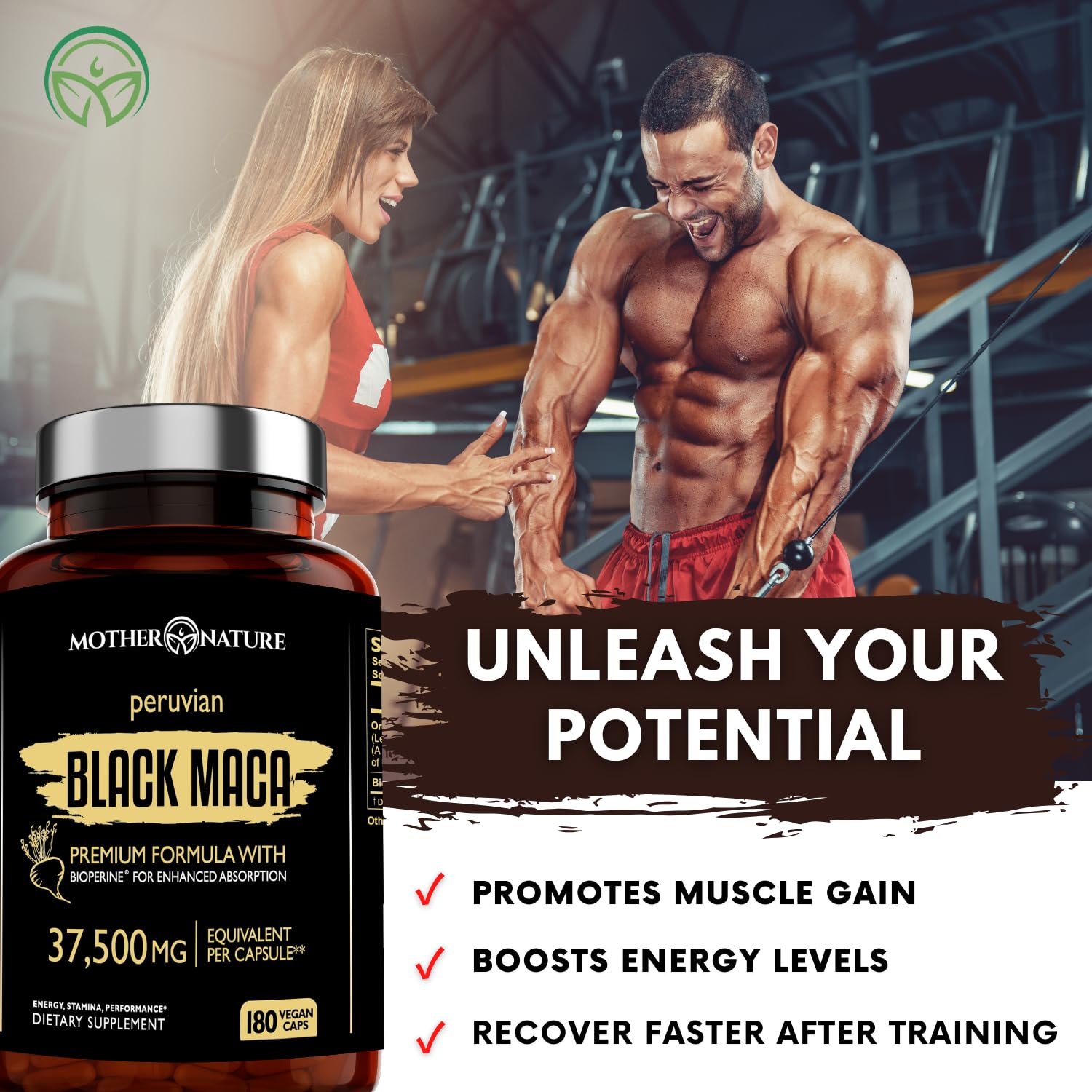 Usine GMP USA, qualité assurée pour Mother Nature Organics Maca Noire.