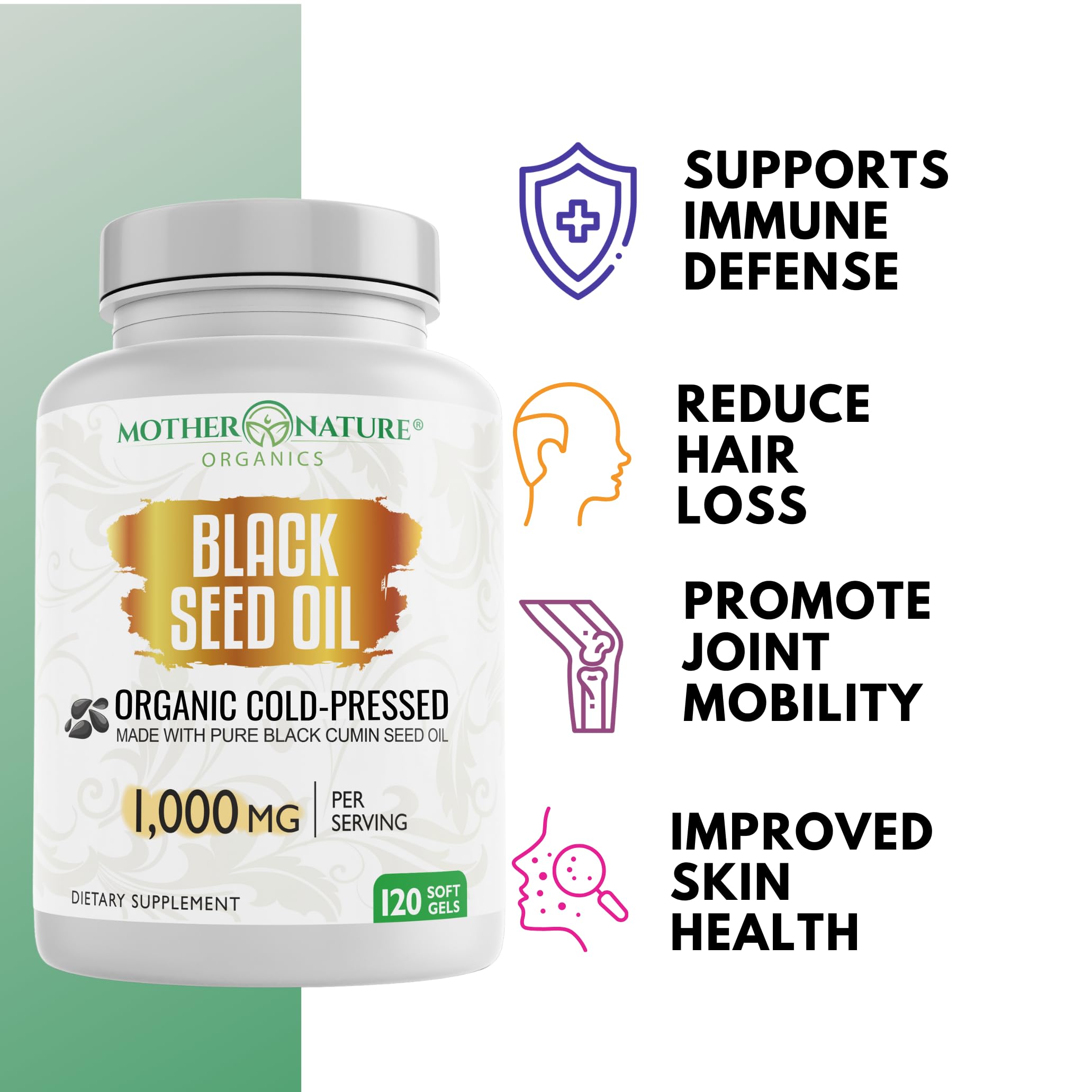 Mother Nature Organics Capsule 1000 mg – dosage élevé pour une routine simple.