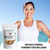 Emballage sans BPA pour maca rouge péruvienne, pureté préservée.