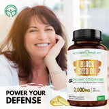Mother Nature Organics capsules huile-graines-noires, visibilité des bénéfices pour le cœur.