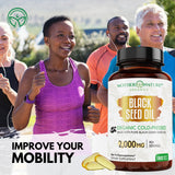 Mother Nature Organics capsules huile-graines-noires, soutien potentiel pour une digestion équilibrée.