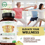 Mother Nature Organics capsules huile-graines-noires, formulation riche en acides gras essentiels.