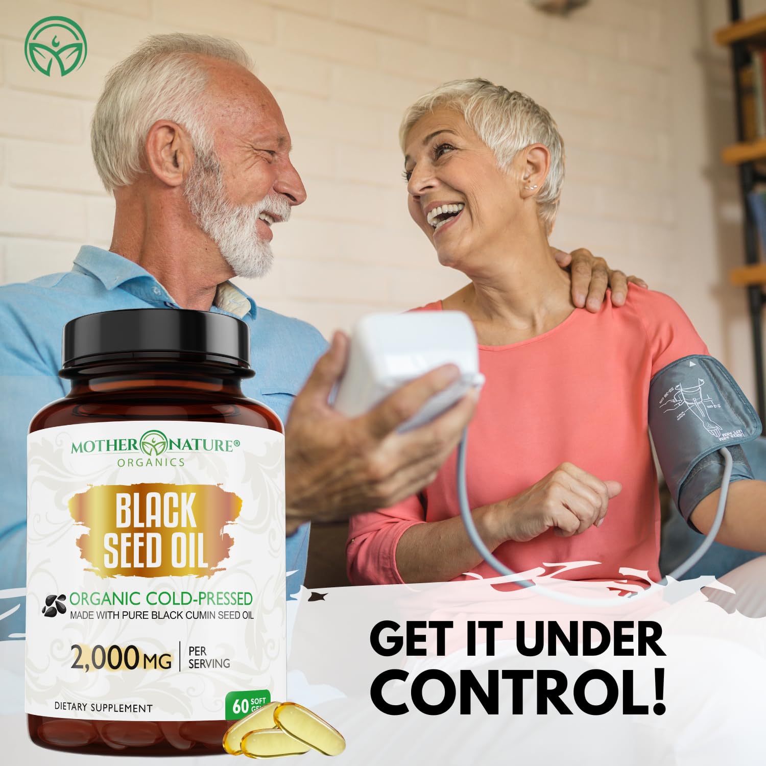 Mother Nature Organics capsules huile-graines-noires, gélules faciles pour l'immunité potentielle.