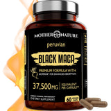 Mother Nature Organics Maca Noire, bouteille 50:1, soutien potentiel énergie naturelle.