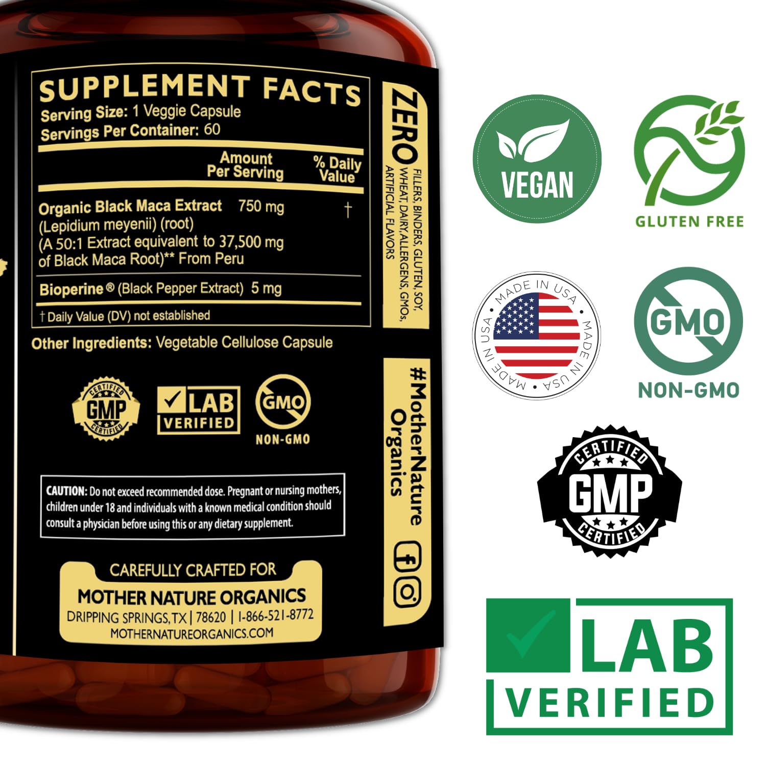 Sourcing péruvien du Maca Noire, qualité premium de Mother Nature Organics.