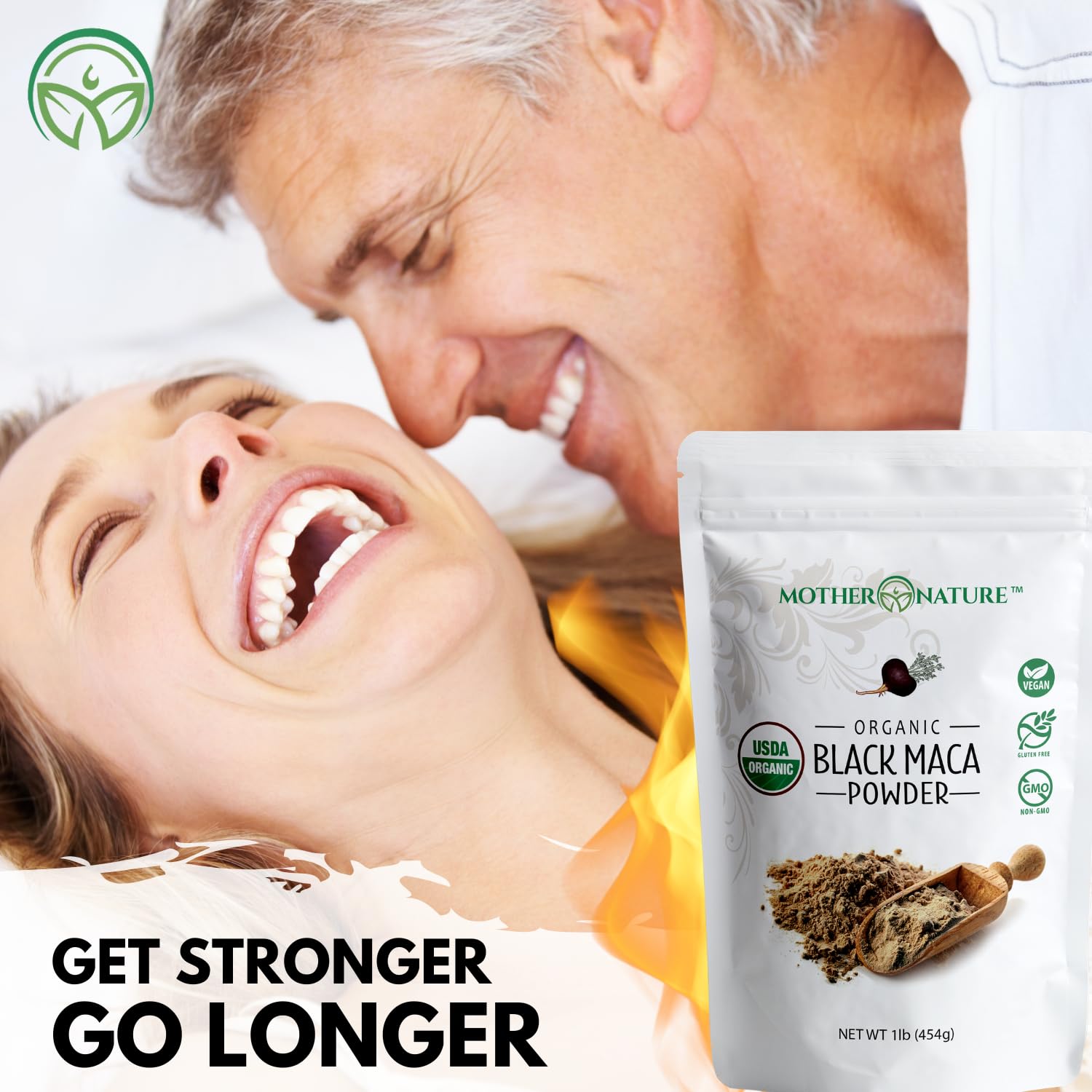 Mother Nature Organics Maca noire en poudre dans café, léger boost et concentration.