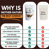 Mother Nature Organics Maca noire, préparation rapide pour une énergie soutenue.
