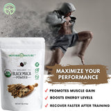 Mother Nature Organics Maca noire racine péruvienne, utilisable en recettes quotidiennes.