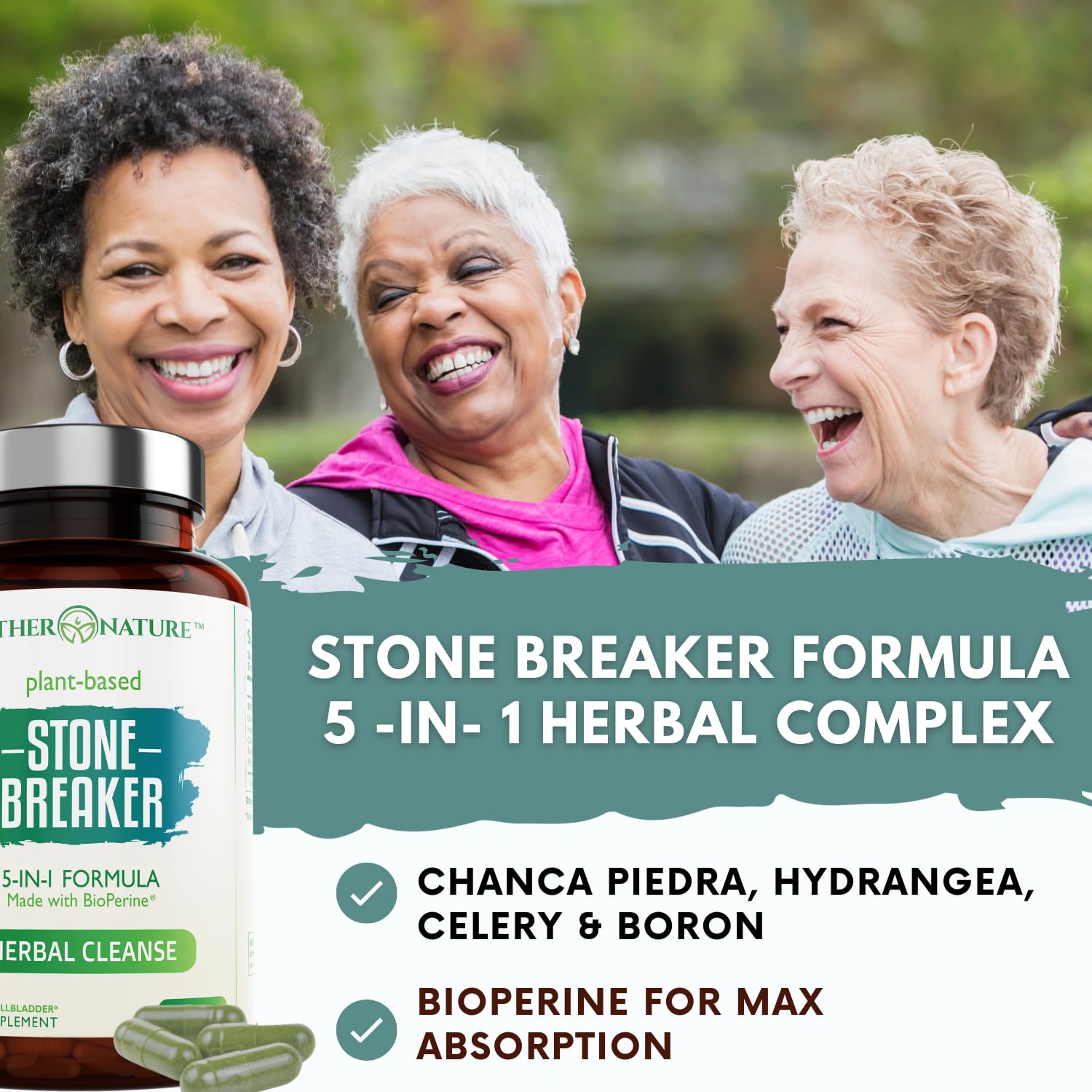 Mother Nature Organics Stone Breaker – étiquette claire et mélange 5 en 1