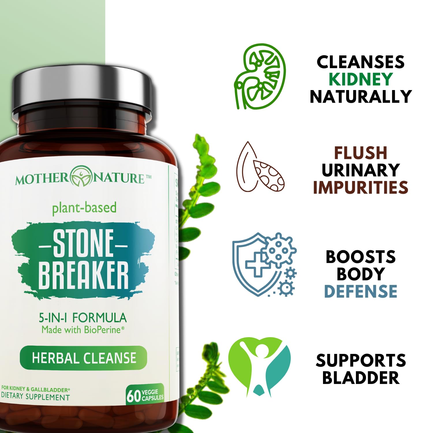 Mother Nature Organics Stone Breaker – ingrédients vegan sans allergènes