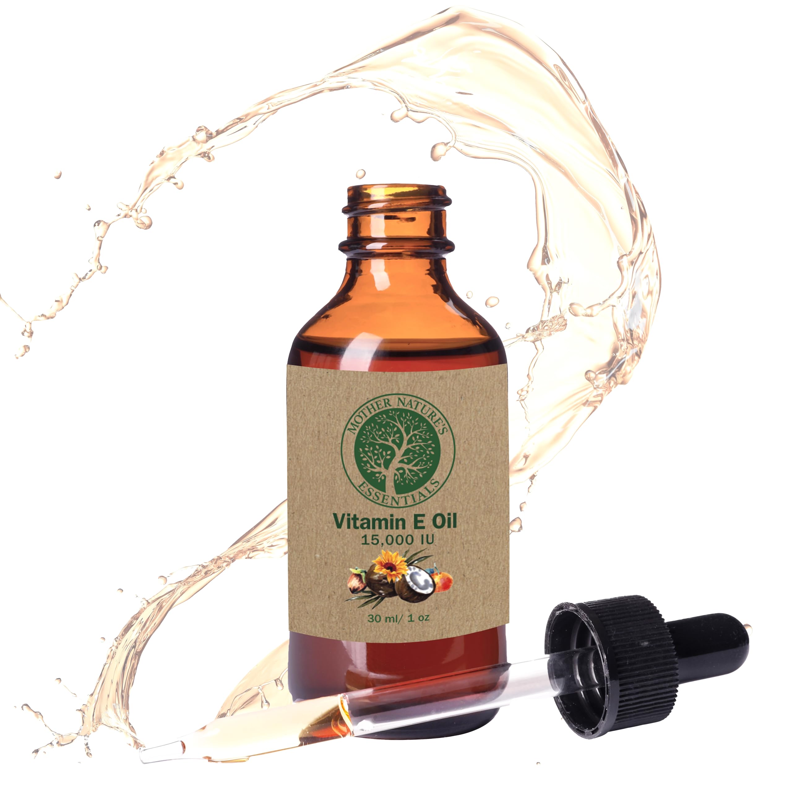 Mother Nature's Essentials Vitamine E Oil, bouteille 1oz, hydratation douce et naturelle