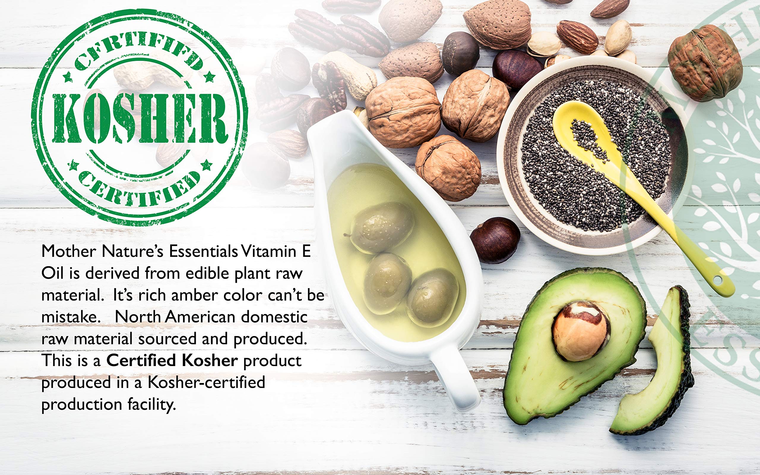 Sans additifs et sans OGM, huile Vitamin E naturelle.