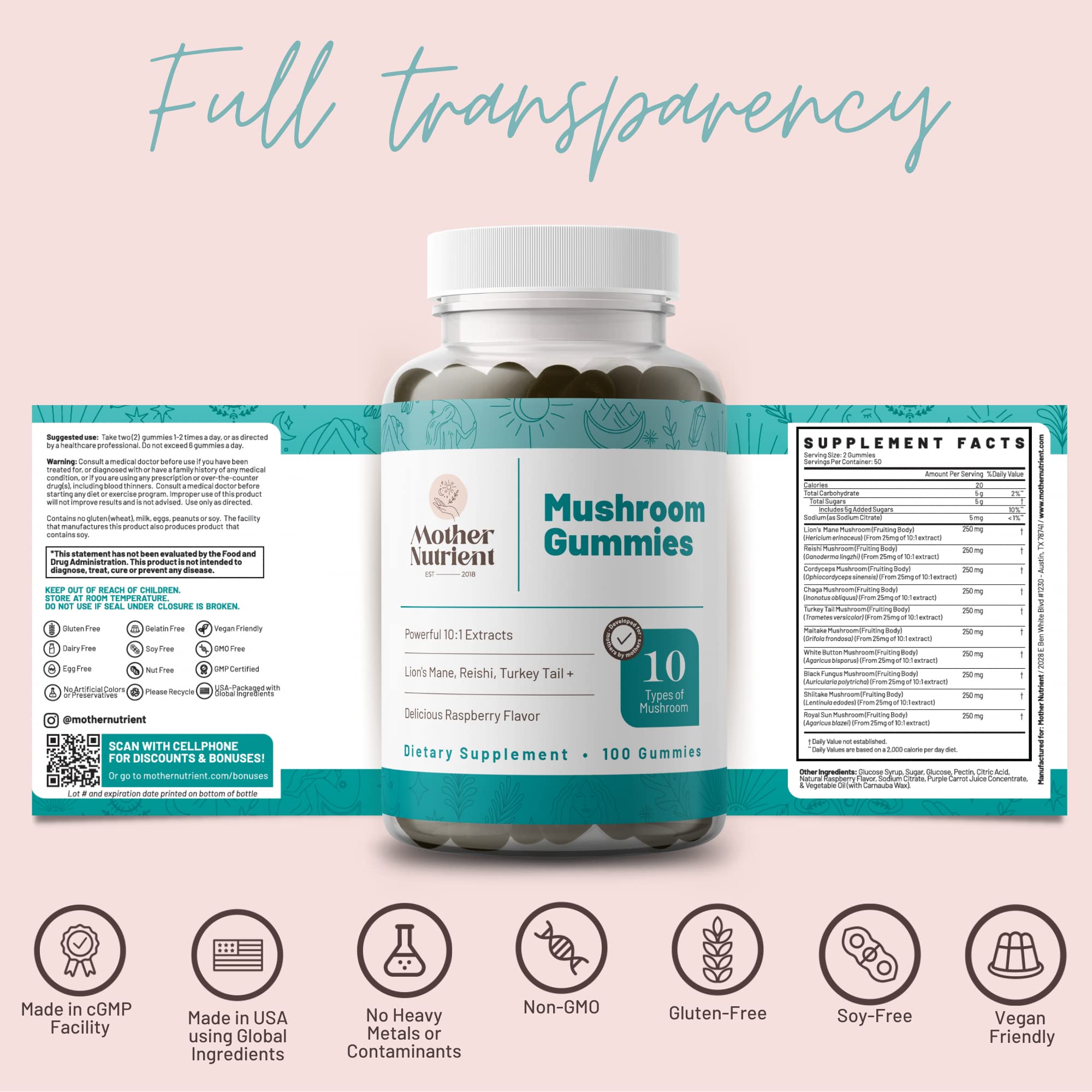 Emballage Mother Nutrient, pratique et résistant pour votre routine bien-être.