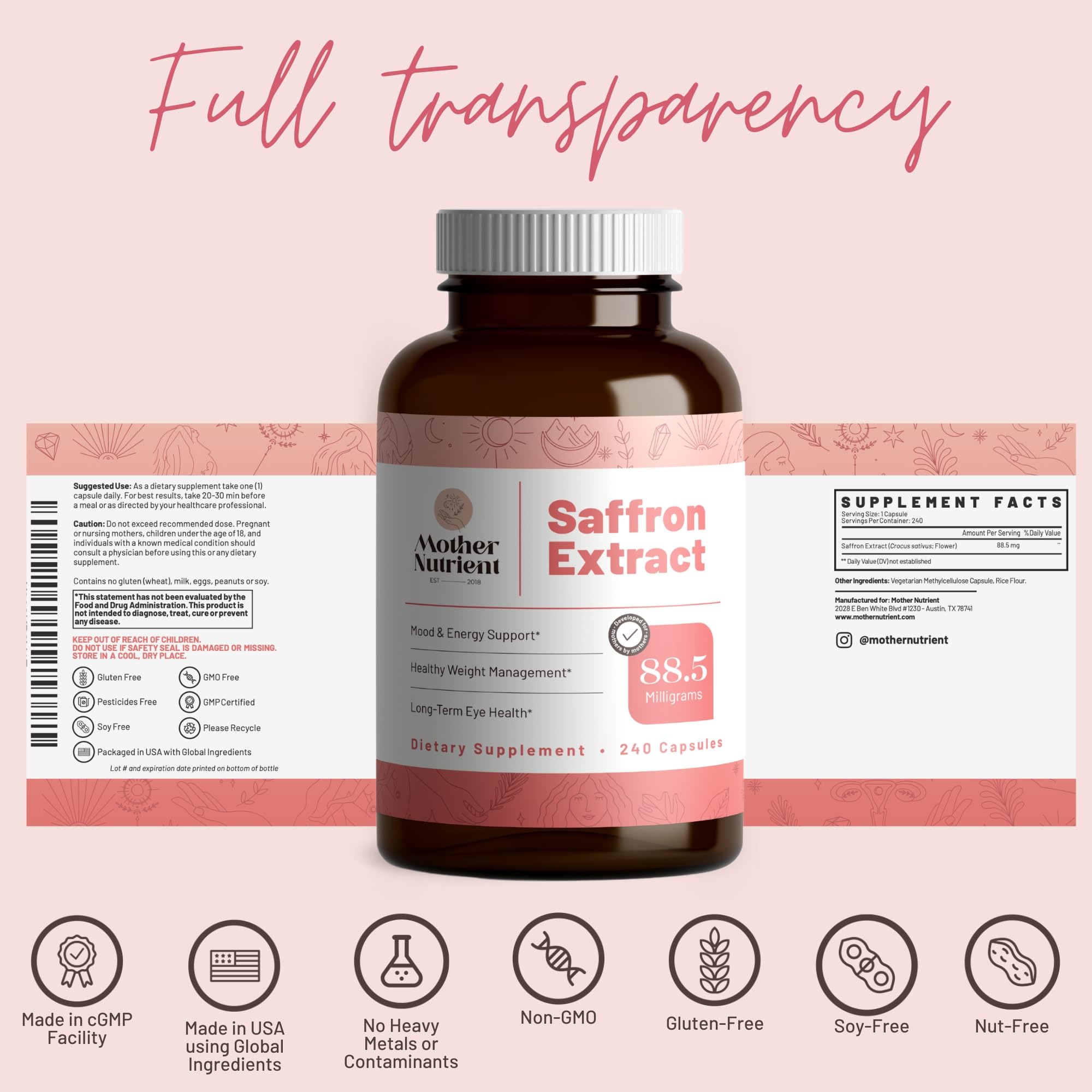Mother Nutrient Safran extrait boite-carton: emballage robuste pour le rangement.