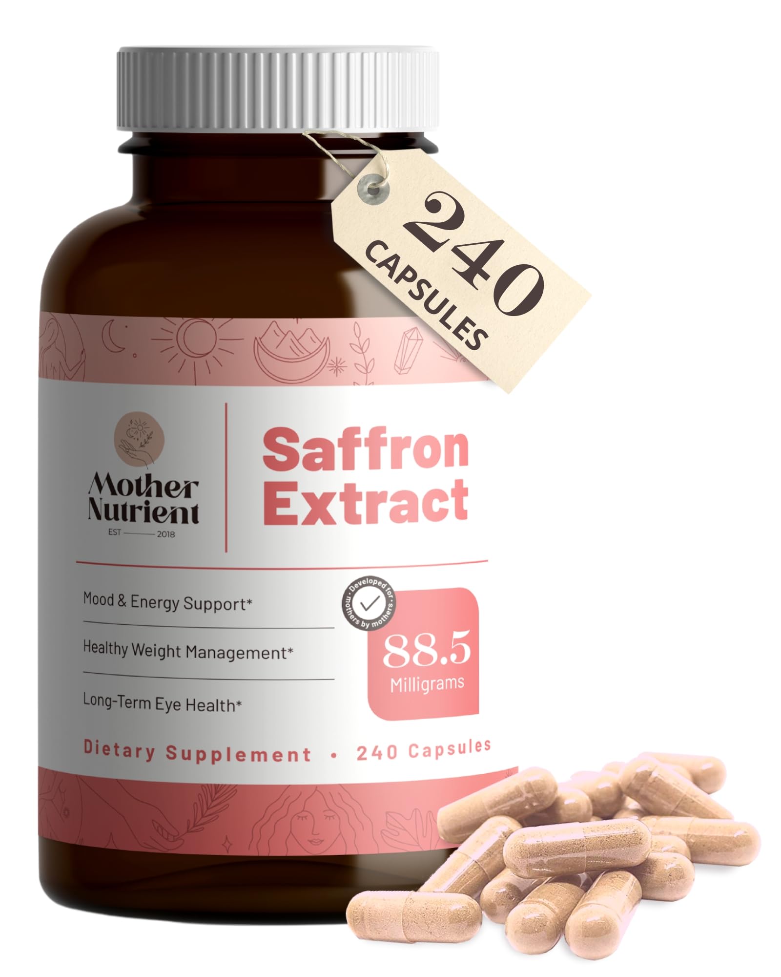 Mother Nutrient Safran extrait bouteille versement: pratique pour intégrer la routine quotidienne.