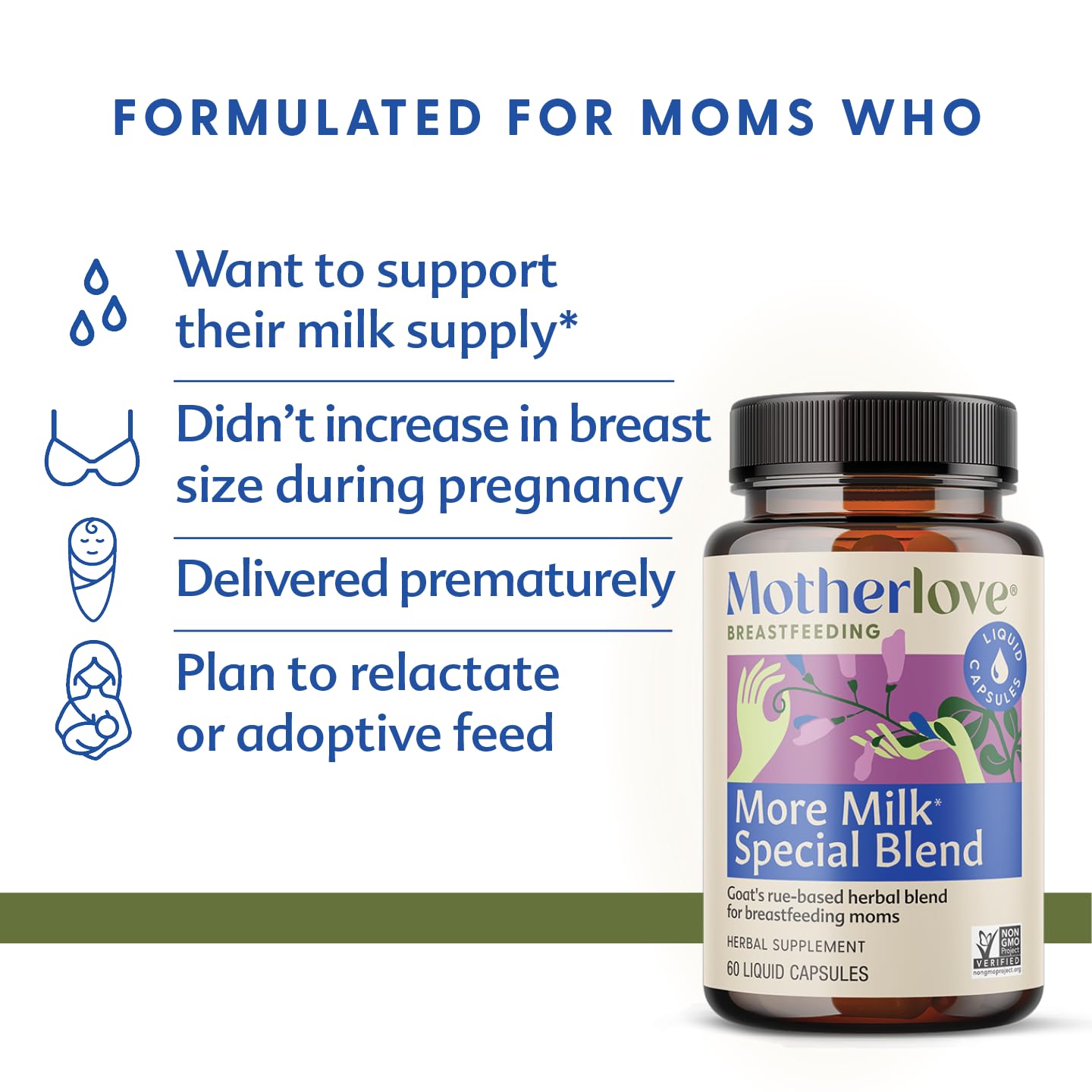 Motherlove More Milk Special Blend — capsules liquides faciles à prendre au quotidien
