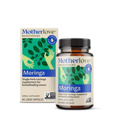 Motherlove Moringa – capsules liquides sur emballage bio, soutien potentiel à l'allaitement.