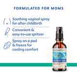 Étiquette et ingrédients du spray montrant hamamélis, achillée et uva-ursi.