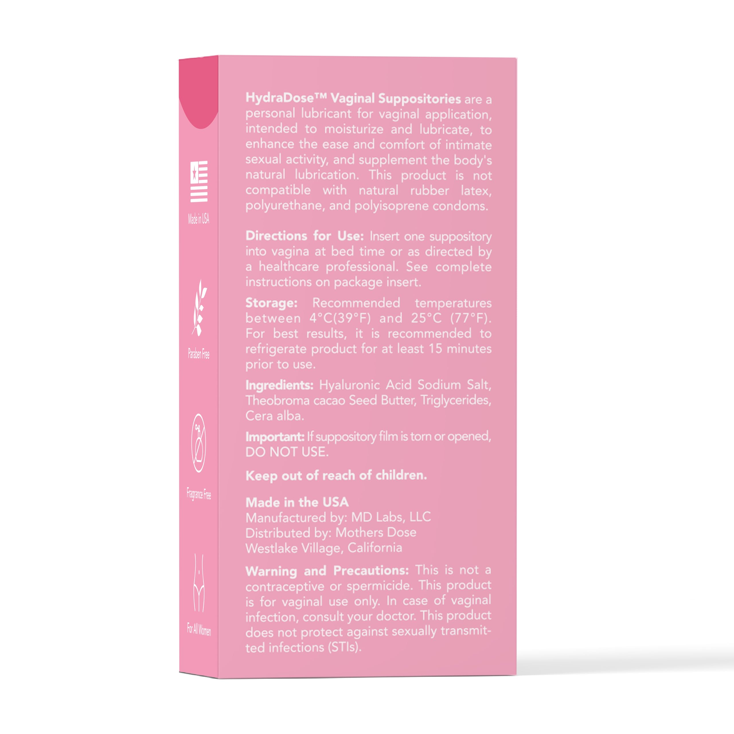 Boîte de 10 suppositoires MOTHER·S DOSE, utilisation pratique sans applicateur