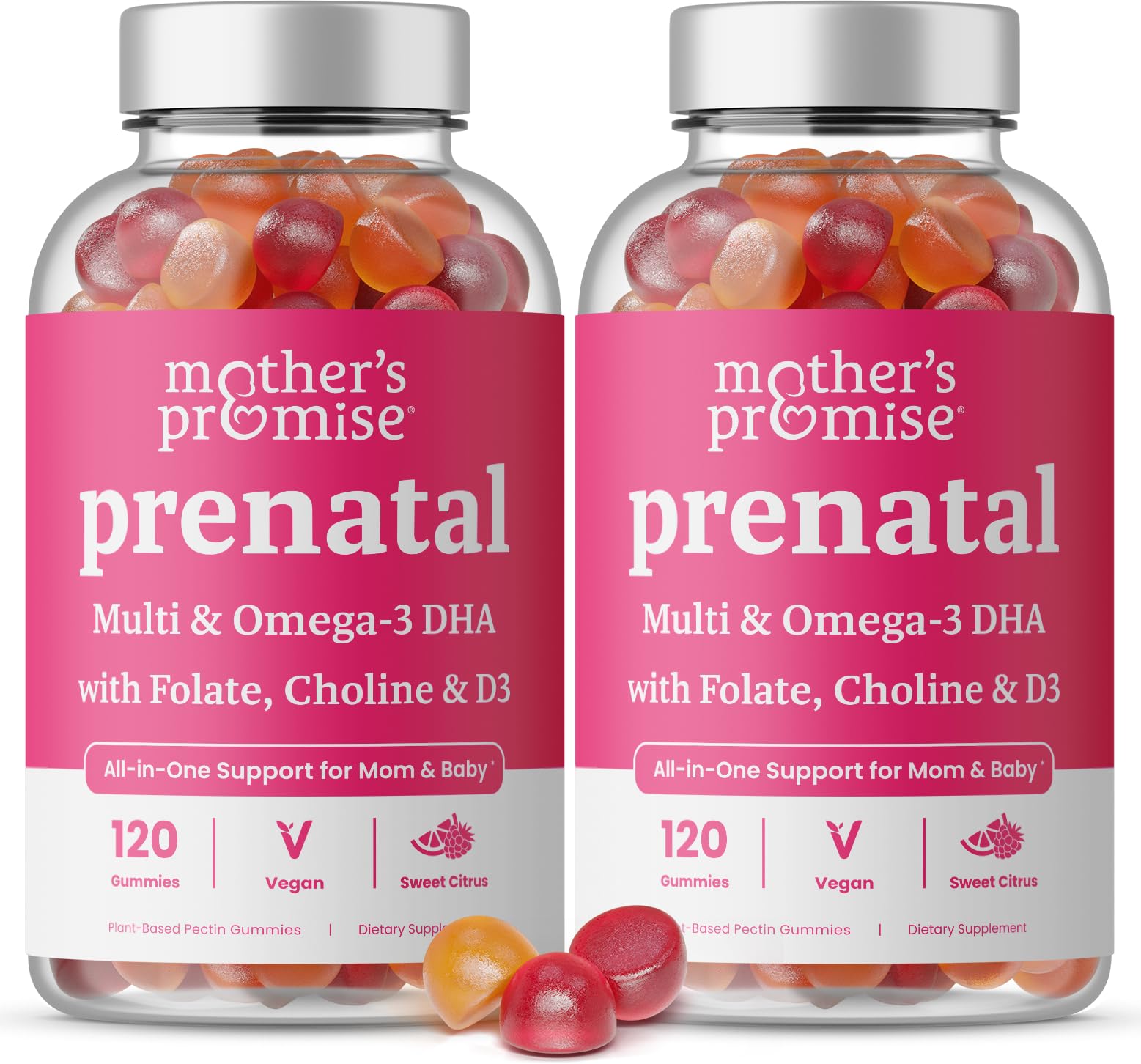 Gommes prénatales Mother's Promise dans une bouteille, soutien nutritionnel quotidien.