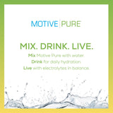 Étiquette MOTIVE PURE citron-lime, arôme naturel et boisson sans calories.