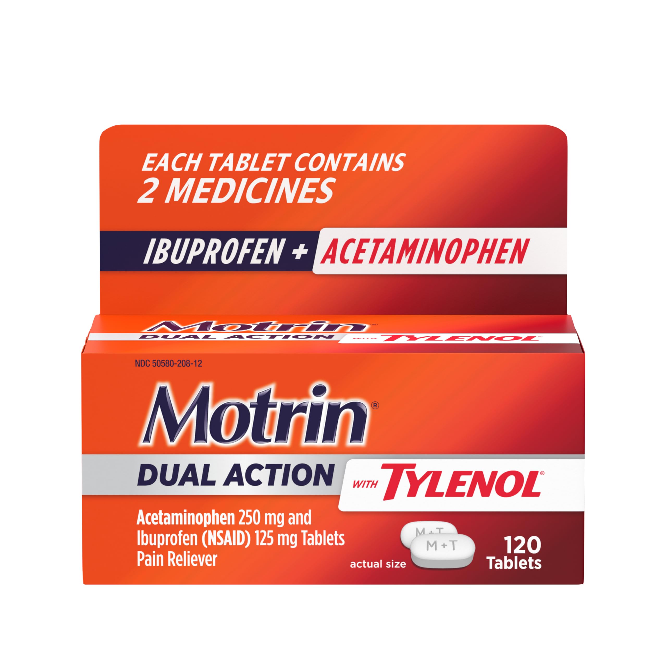Motrin Dual Action: boîte et étiquette visibles, usage pratique pour les douleurs mineures
