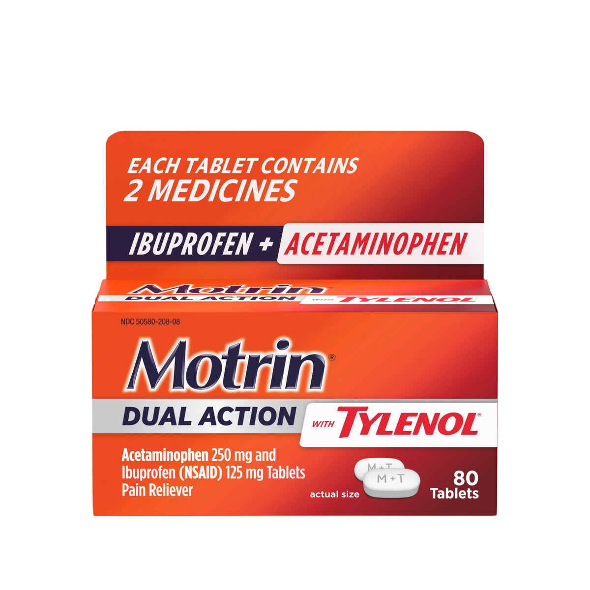 Motrin Dual Action Tylenol – bouteille prête à l'emploi pour soulager rapidement les douleurs mineures.