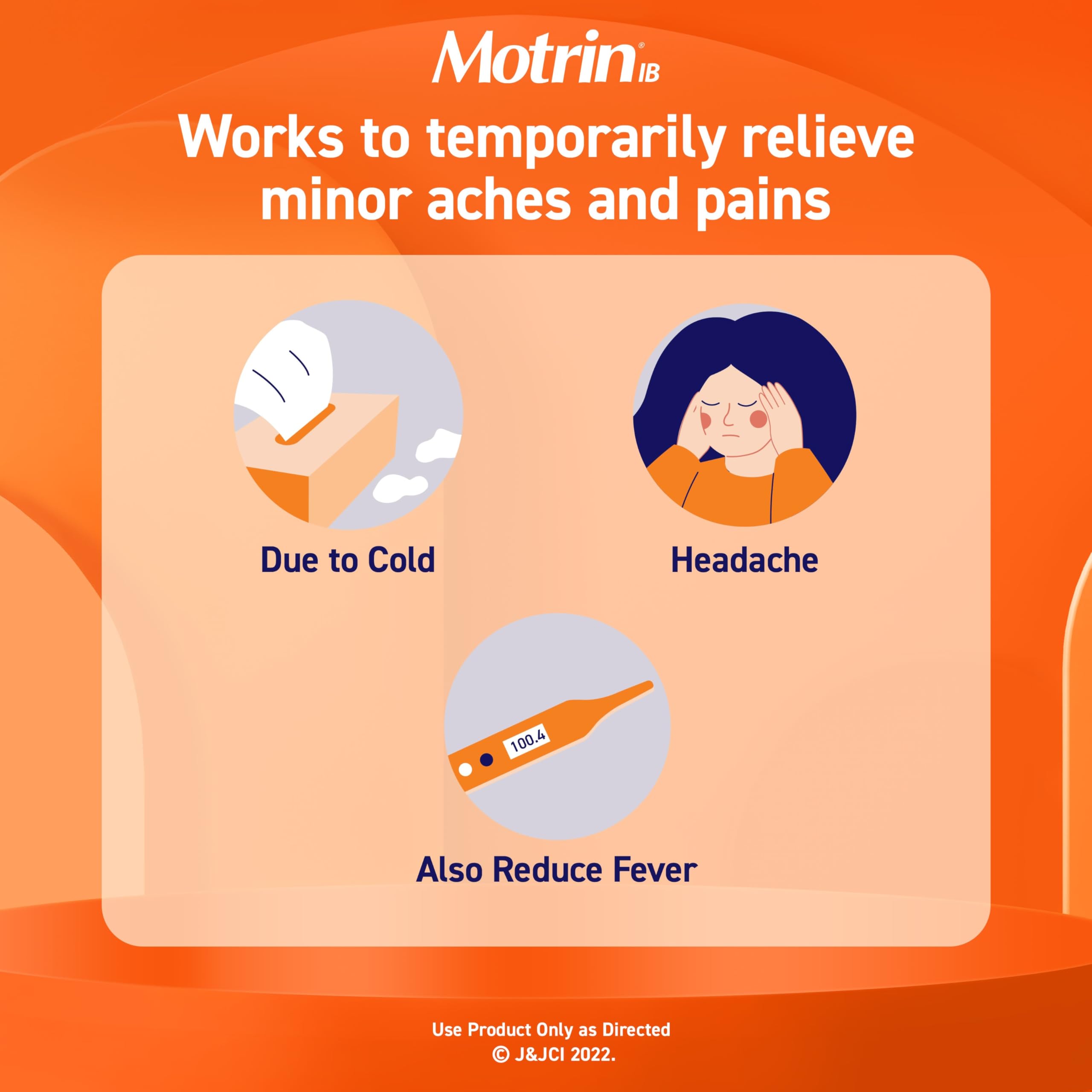 Motrin IB 200 mg – comprimés alignés illustrant une prise pratique.