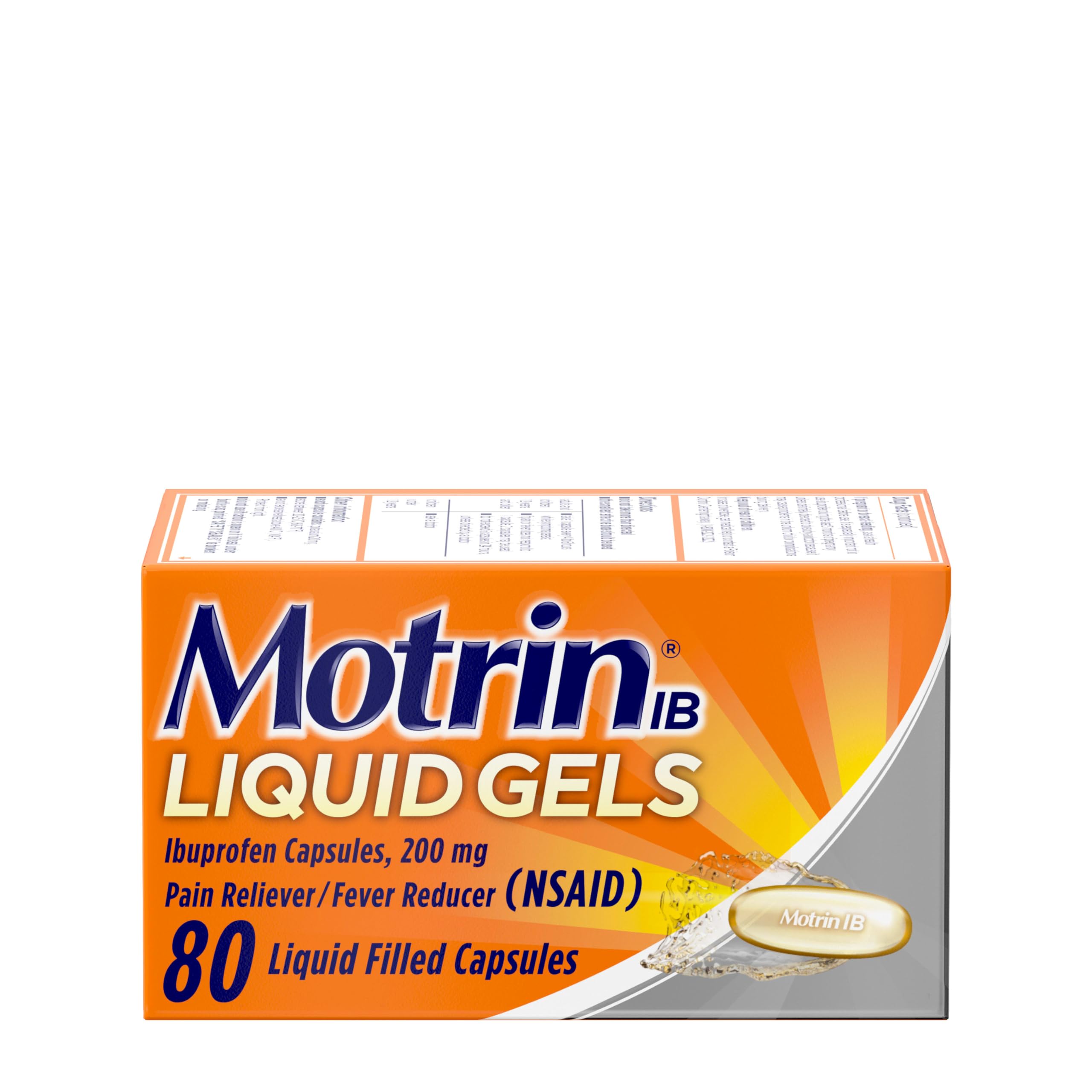 Motrin IB Gel Liquide: bouteille 80 gélules pour soulagement rapide des douleurs mineures