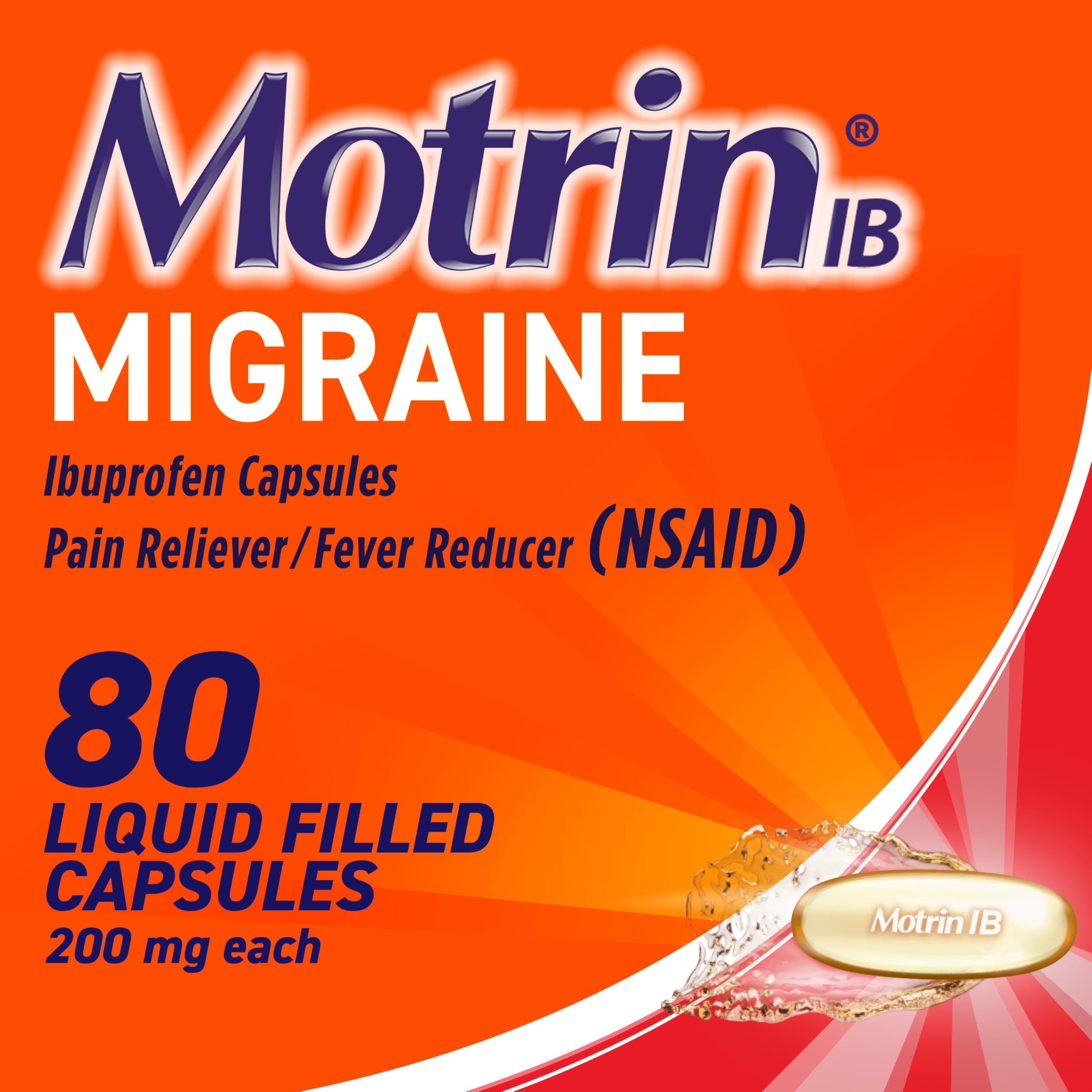 Gélules Motrin IB de 200 mg, dosage pratique.