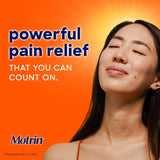 Étiquette Motrin IB indiquant la dose recommandée et les usages.