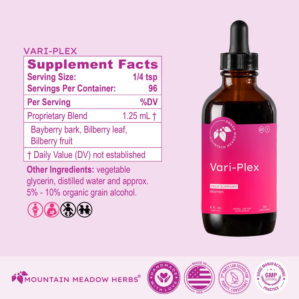 Mountain Meadow Herbs Vari-Plex, bouteille dans la main, usage pratique.