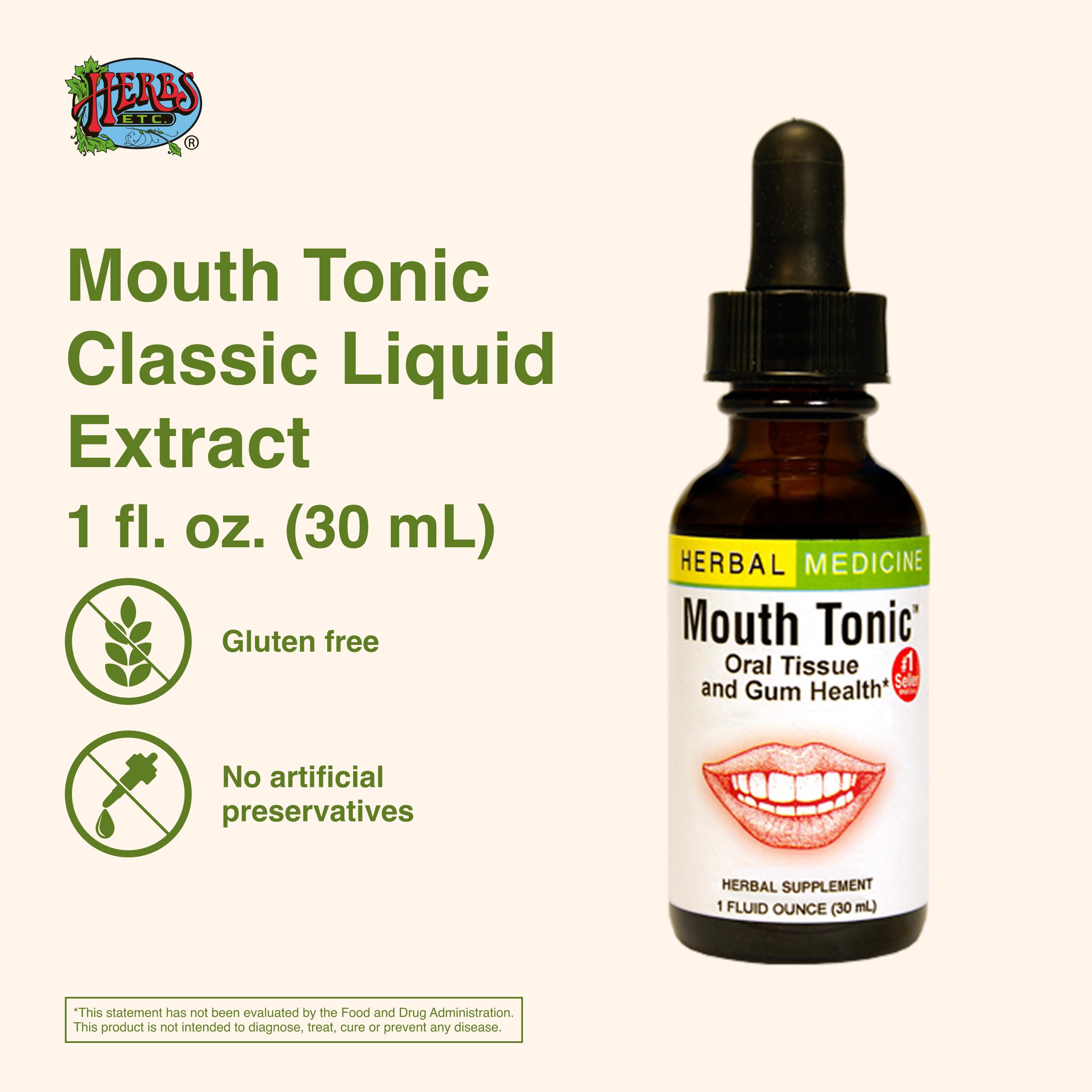 Mouth Tonic – étiquette et emballage affichant formulation naturelle