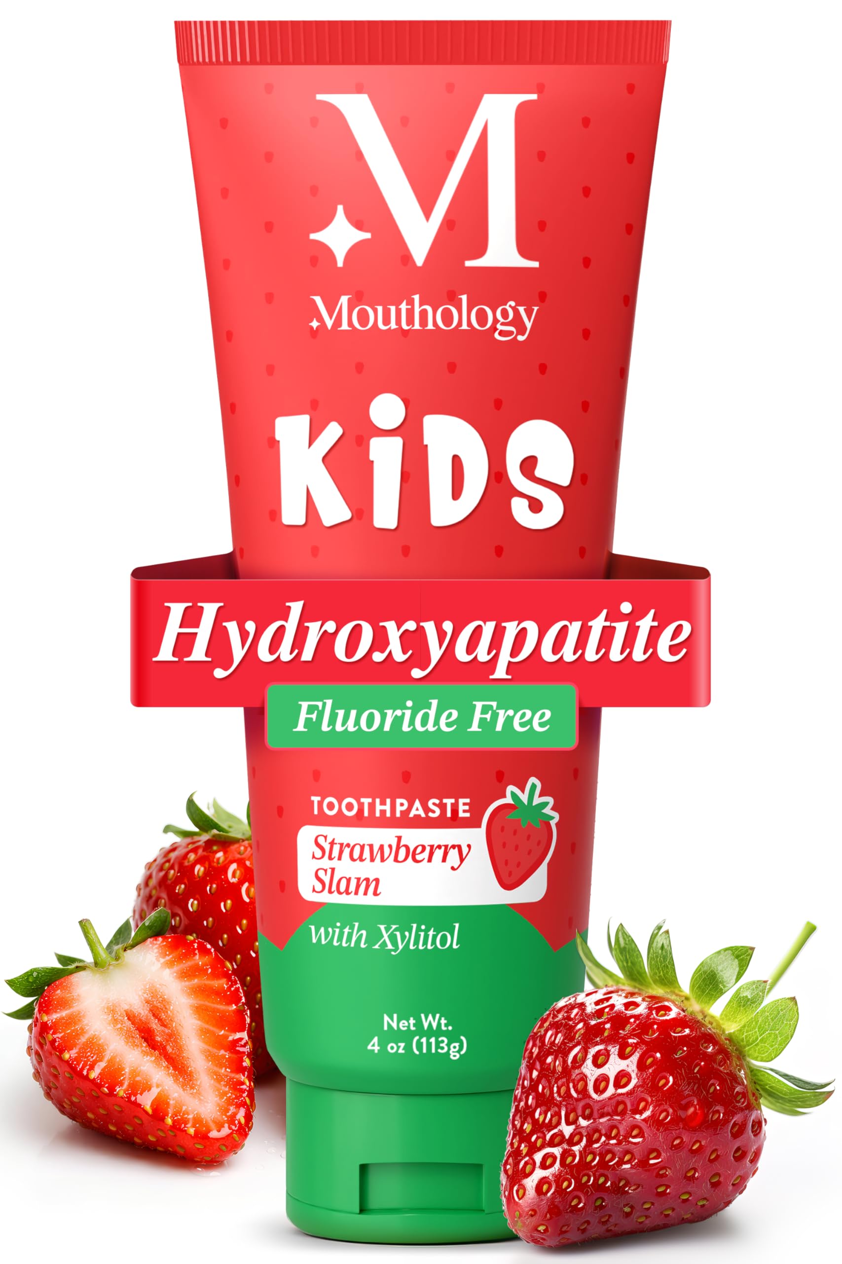 Mouthology dentifrice hydroxyapatite enfants, bouteille fraise, 113 g, soin des dents