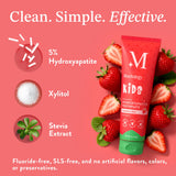 Mouthology dentifrice hydroxyapatite enfants, emballage fraise, texture crémeuse pour brossage