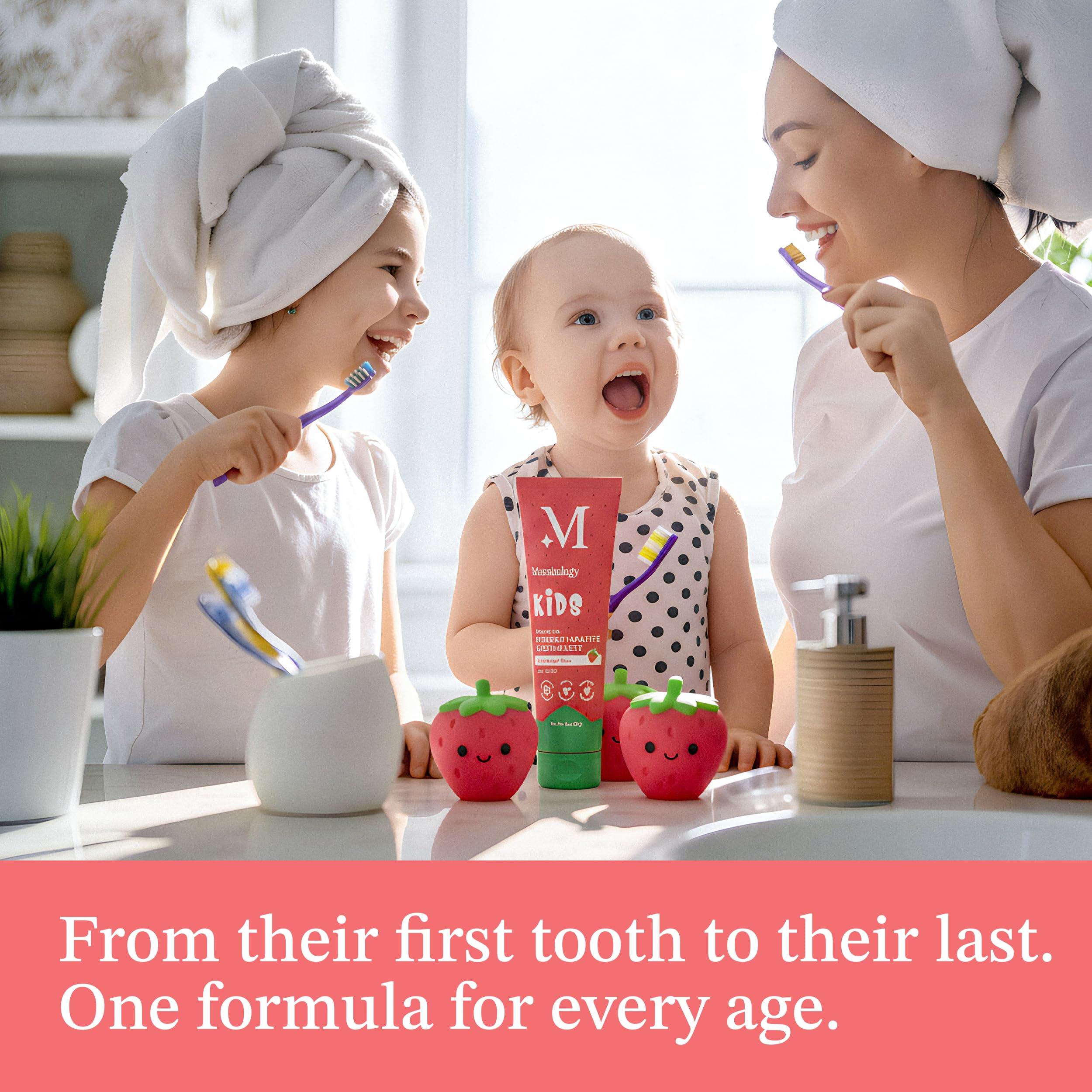 Mouthology dentifrice hydroxyapatite enfants, bouteille fraise, favorise routine bucco-dentaire