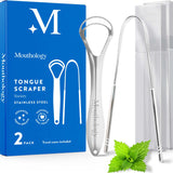 Mouthology raspe-langue acier inoxydable – ensemble 2 pièces pour haleine plus fraîche