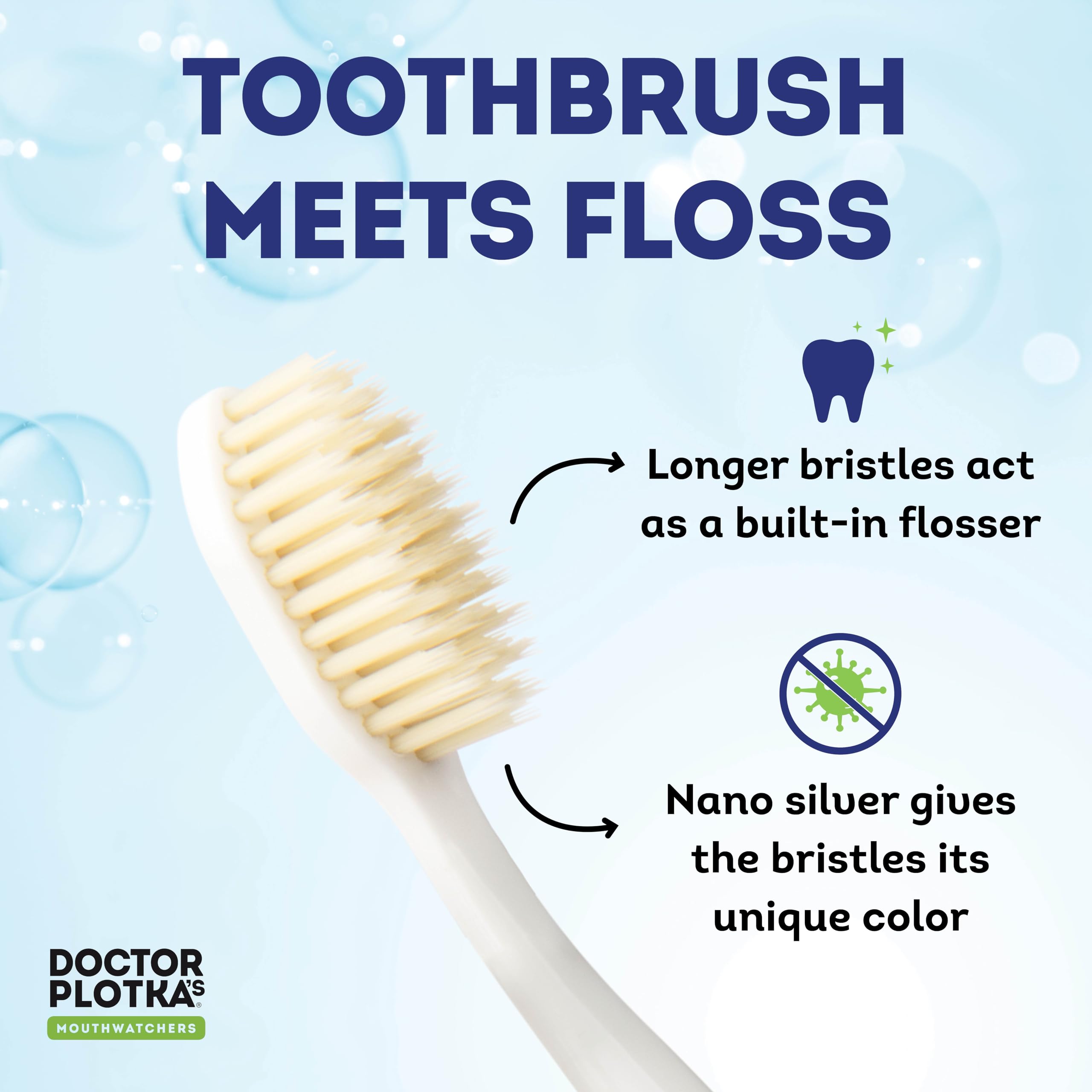 Mouthwatchers avec brins double couche pour nettoyer entre les dents.
