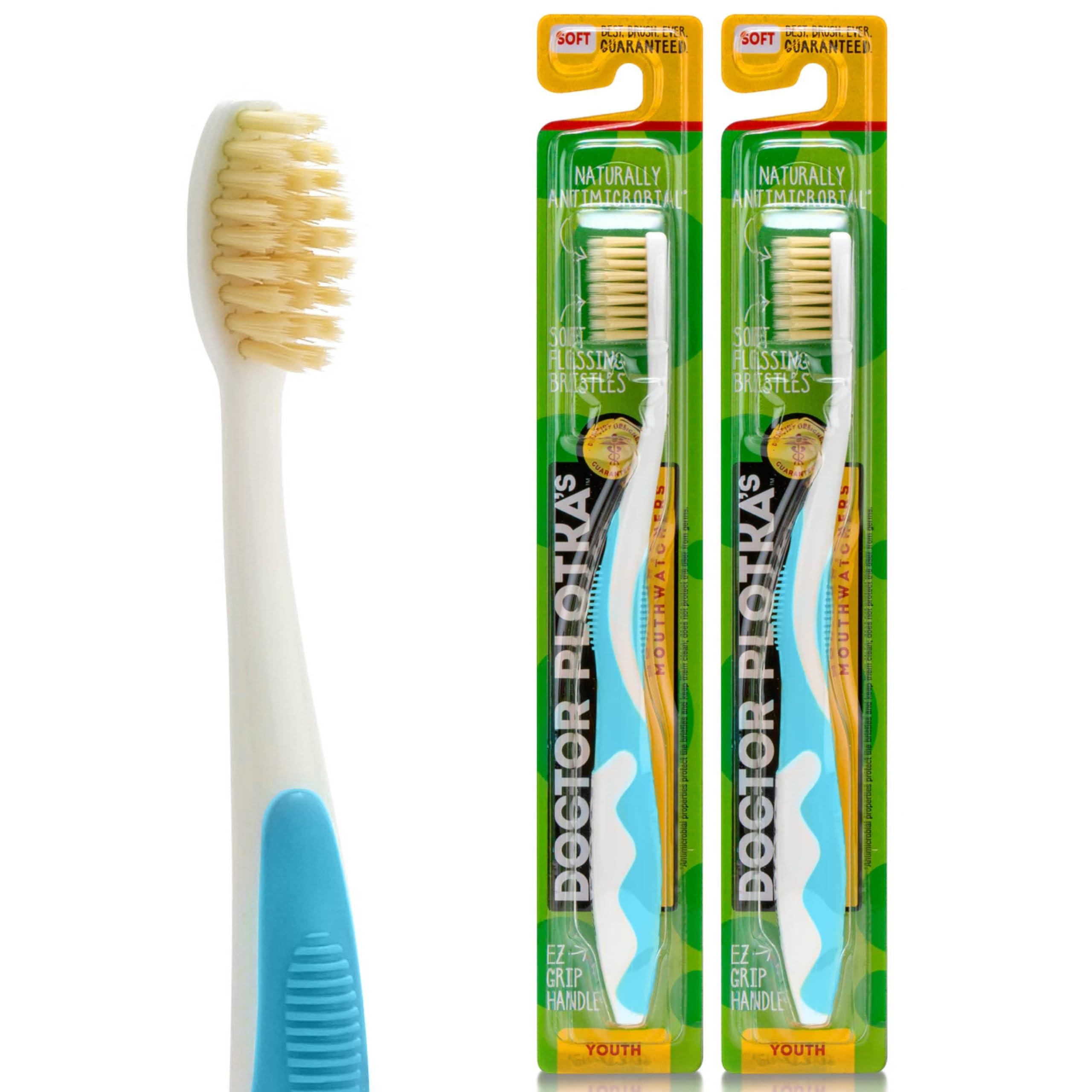 Mouthwatchers brosse dents enfant bleue ensemble pour un nettoyage en douceur.
