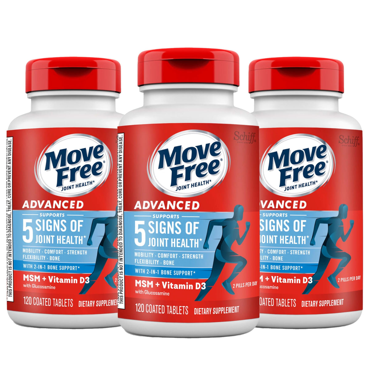 Move Free Advanced – bouteille avec étiquette visibles, soutien articulaire possible